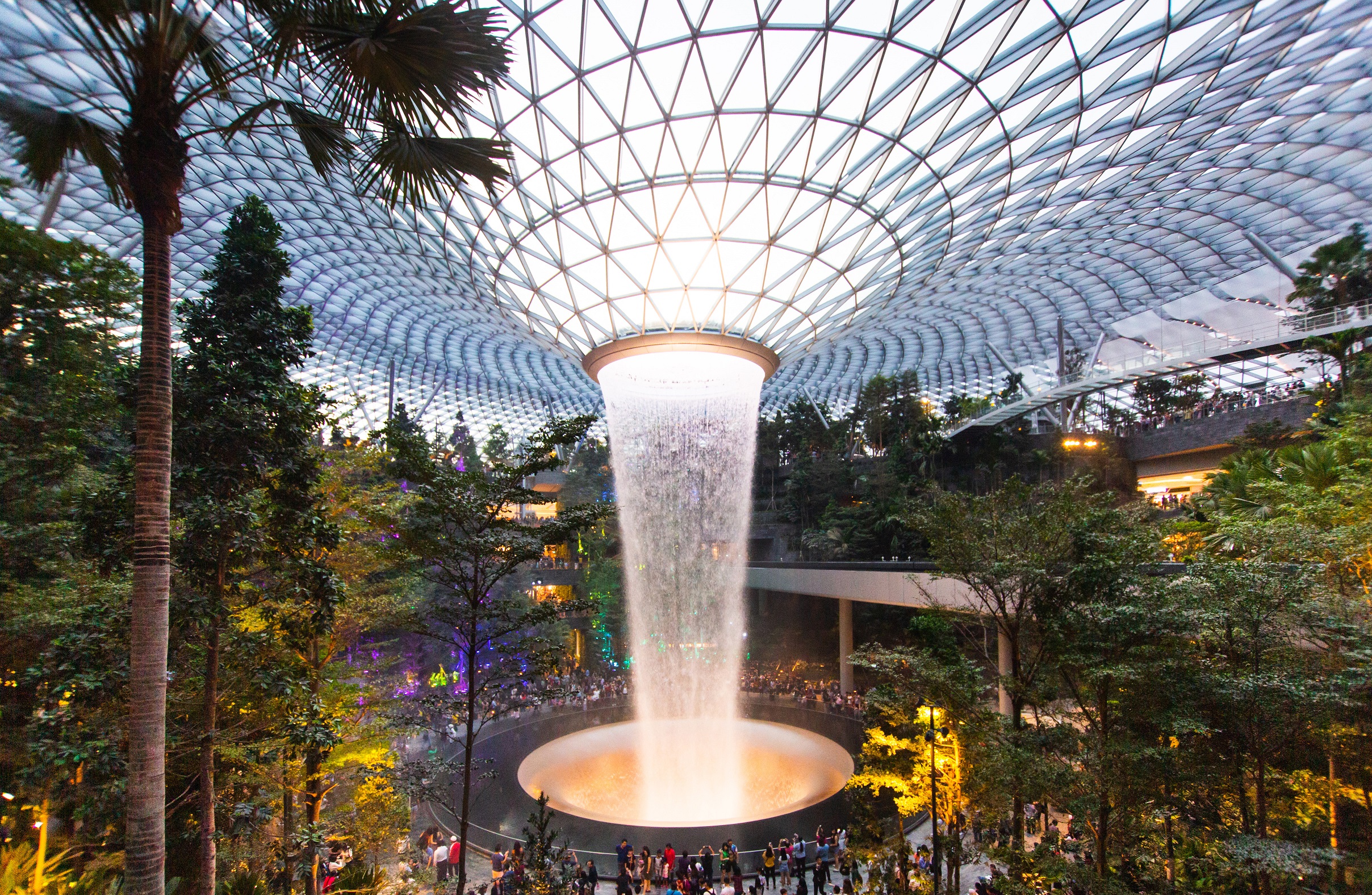 Forest Valley and Rain Vortex at Jewel Changi Airport